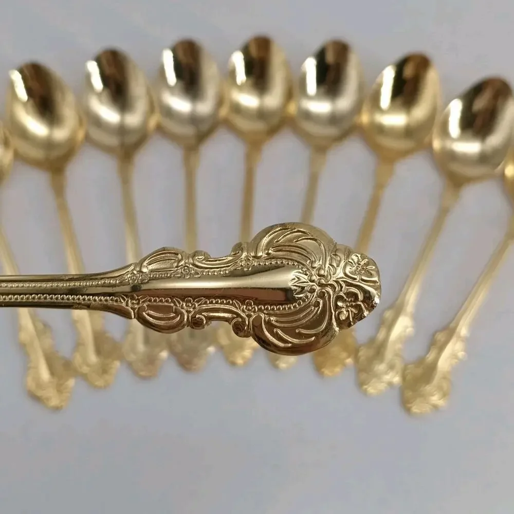 10X Tbsp Cambridge Gold Royal Fashion Table Spoons Flatware